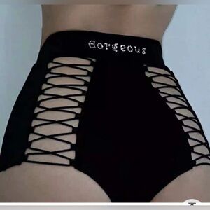 Black High-Waisted Shorts with Cutout Design